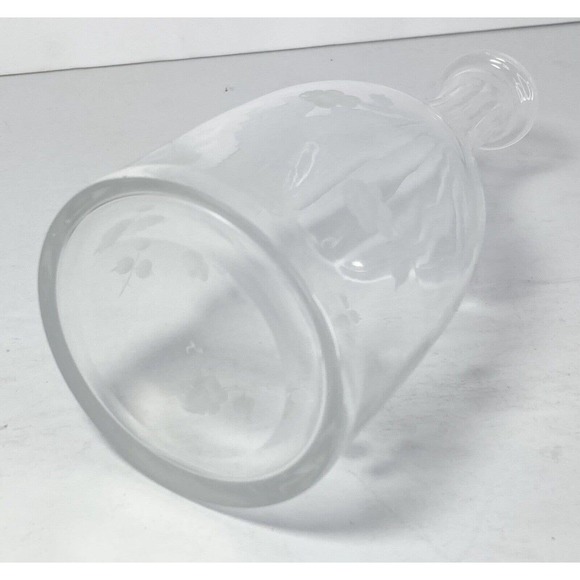 Antique Circa. 1910’s Crystal Etched Rose Wine/Cordial Decanter w/Stopper, 9.5” - Picture 7 of 10